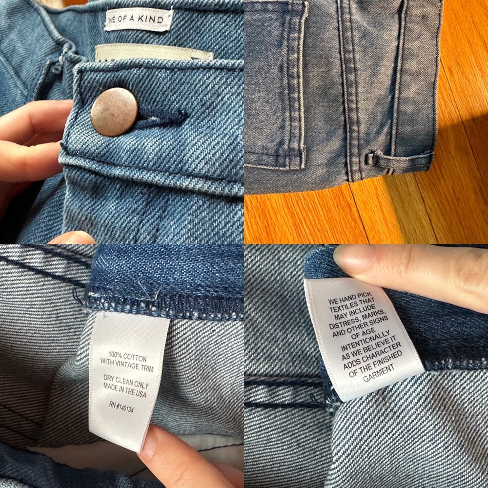 CARLEEN Patchwork Jeans One of a Kind vintage quilt Made in USA straight leg - Picture 8 of 12